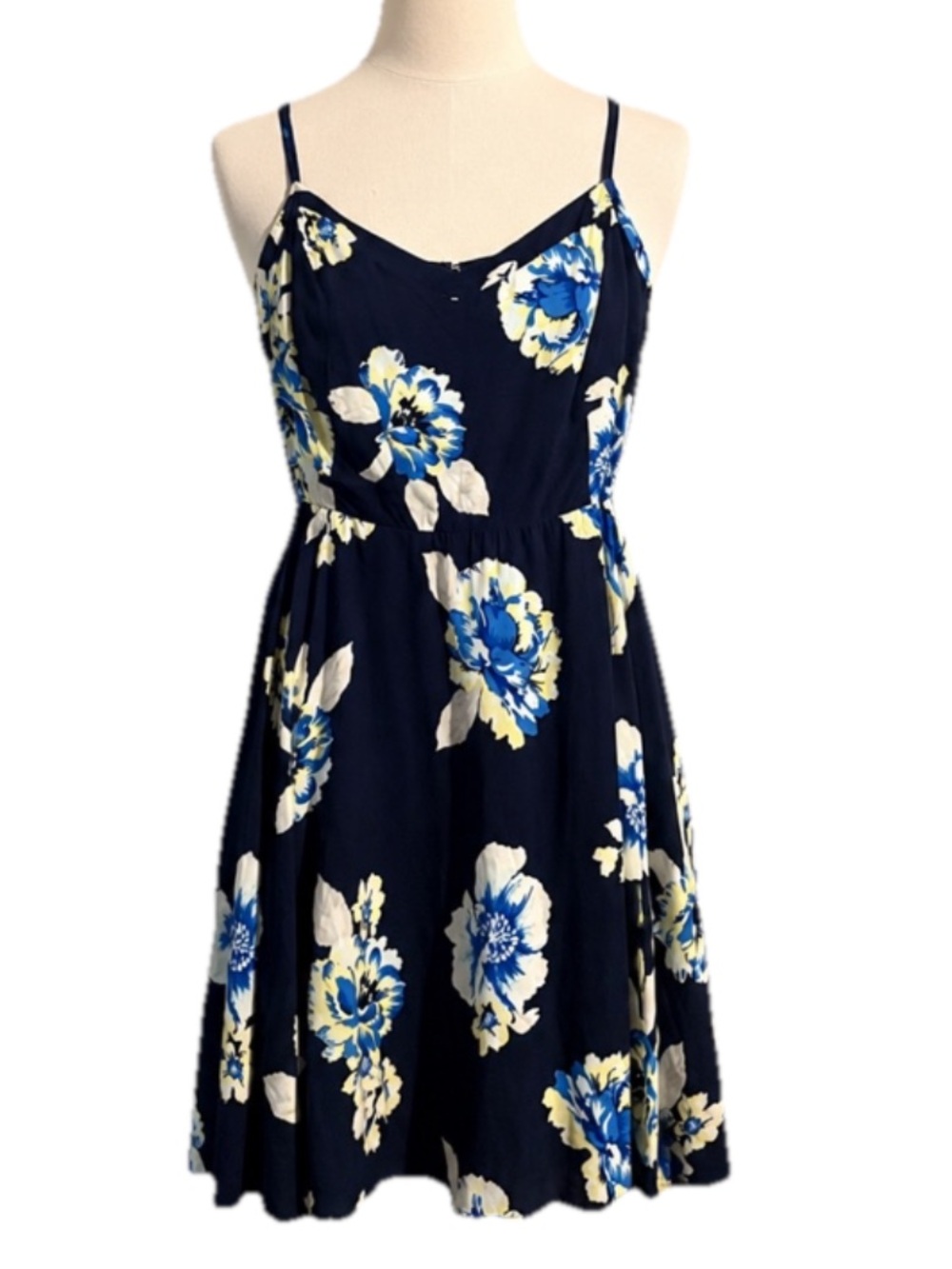 Old Navy Women's Cottagecore Floral Navy Blue Smocked Adjustable Strap Dress